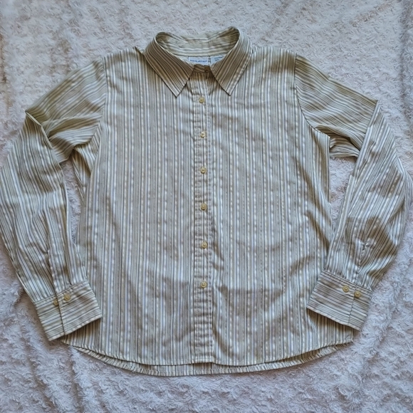 White Stag Tops - White Stag Shimmery Striped Blouse Academia Career Office Spring Med